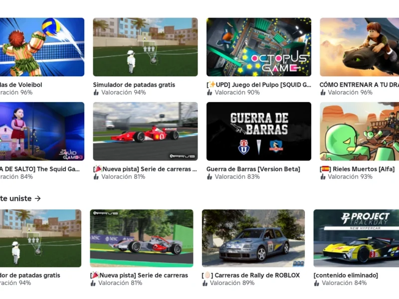 Catalogo de juegos Roblox